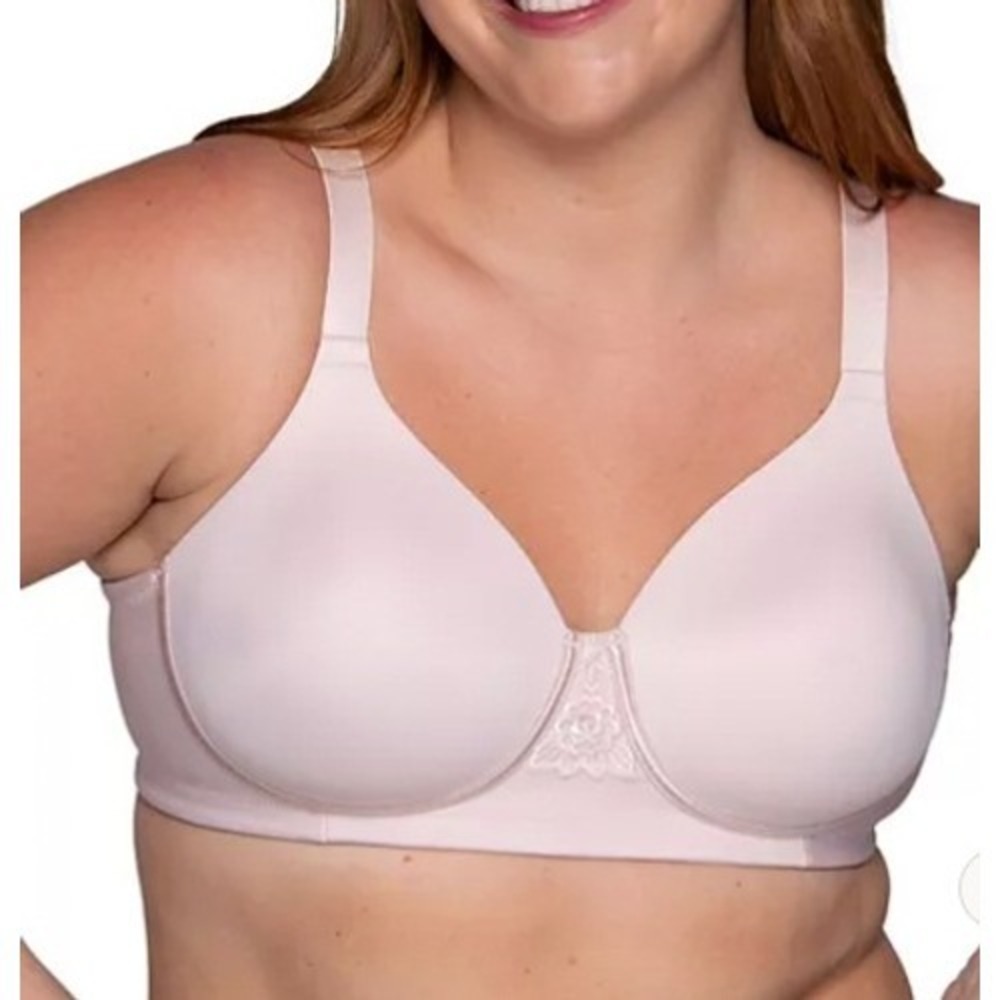 Vanity Fair Beauty Back Wirefree Bra 42C Damask Pink Lace Smoothing Soft Girl